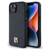 DKNY PU Leather Repeat Pattern Stack Logo Magsafe kryt iPhone 15 černý