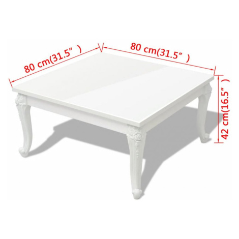 Konferenční stolek bílá vysoký lesk Dekorhome 115x65x42 cm vidaXL