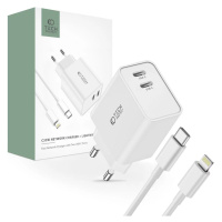 Nabíječka TECH-PROTECT C35W 2-PORT NETWORK CHARGER PD35W + LIGHTNING CABLE WHITE (9319456605587)