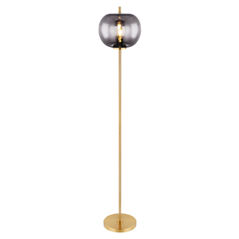 GLOBO Stojací lampa BLACKY I mosazná/kouřová E27 60 W pr. 300 x 1600 mm