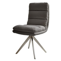 DELIFE Otočná židle Abelia-Flex křížová podnož zaoblená otočná nerezová ocel bouclé šedá