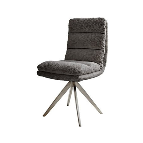 DELIFE Otočná židle Abelia-Flex křížová podnož zaoblená otočná nerezová ocel bouclé šedá