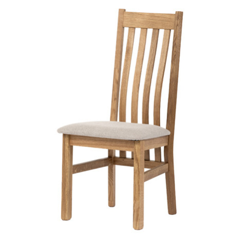 Dřevěná jídelní židle, potah krémově béžová látka, masiv dub, přírodní odstín Autronic