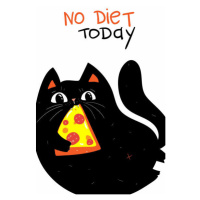 Ilustrace Cute Cat character, no diet today, Marianna Pashchuk, 26.7 × 40 cm