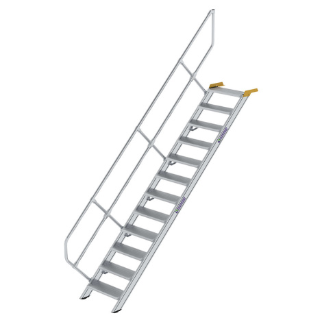 MUNK Průmyslové schody, hliníkové stupně, šířka stupně 600 mm, 12 stupňů