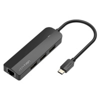 Vention Type-C (USB-C) to 3x USB 2.0 / RJ45 / Micro-B HUB 0.15M Black ABS Type