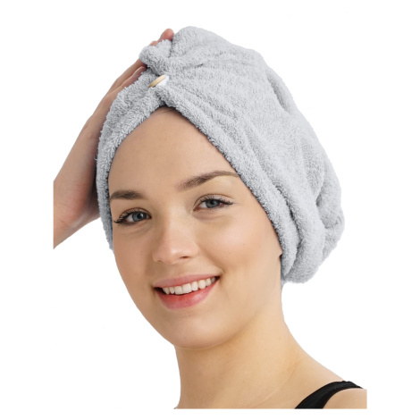 Chanar s.r.o Rychleschnoucí froté turban na vlasy, světle šedý