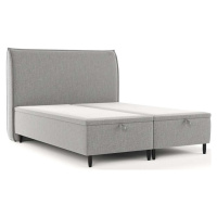Světle šedá čalouněná dvoulůžková postel s úložným prostorem 200x200 cm Pearl – Maison de Rêve