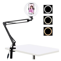 Držák Puluz Desktop arm stand with 20cm LED Vlogging Ring PKT3089B