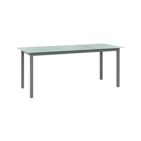Zahradní stůl světle šedý 190 × 90 × 74 cm hliník a sklo, 312205 SHUMEE