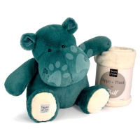 Plyšový hroch s dekou Emerald Green Hippo Chill Histoire d’ Ours zelený 45 cm od 0 měsíců