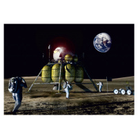 KUPSI-TAPETY Obrazová fototapeta na zeď čtyřdílná FTxxl0104 Družice na Měsíci - vesmírná dobrodr