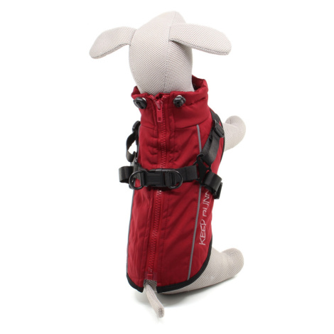 Vsepropejska Aero zimní bunda pro psa s postrojem Barva: Červená, Délka zad (cm): 36, Obvod hrud