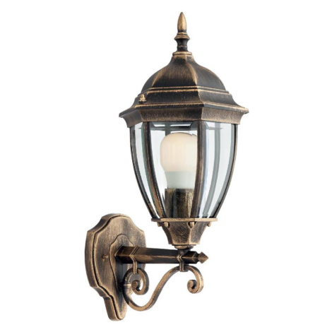 Redo 9604 - Venkovní nástěnná lampa SEVILLA 1xE27/42W/230V IP44 zlatá/patina 9604