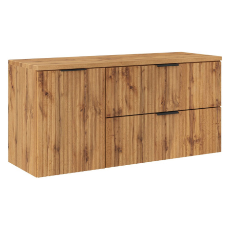 Comad Závěsná skříňka pod umyvadlo Casad s deskou a košem na prádlo 120 cm dub wotan