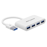 AlzaPower USB hub USB-A (M) na 4× USB-A 3.0 (F) bílý