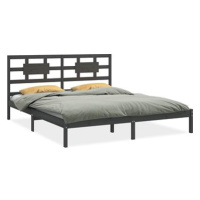 Rám postele šedý masivní dřevo 160 × 200 cm, 3105677