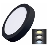 Solight LED mini panel CCT, přisazený, 18W, 1530lm, 3000K, 4000K, 6000K, kulatý, černá barva WD1