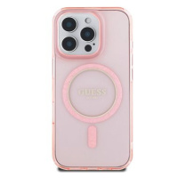 Guess IML Glitter Ring MagSafe Zadní Kryt pro iPhone 16 Pro Pink