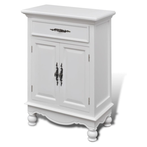 vidaXL Dřevěná skříňka s 2 dvířky a 1 zásuvkou bílá