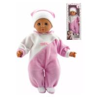 Hamiro panenka miminko 40cm textilní růžovo-bílý obleček v krabici plast