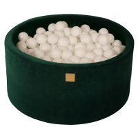 MeowBaby Suchý bazének s míčky 90x40cm s 200 míčky, tmavě zelená: bílá