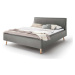 Světle šedá čalouněná dvoulůžková postel s úložným prostorem s roštem 180x200 cm Frieda – Meise 