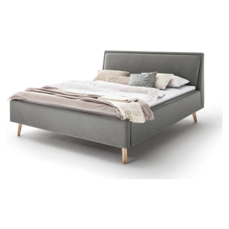 Světle šedá čalouněná dvoulůžková postel s úložným prostorem s roštem 180x200 cm Frieda – Meise  Meise Möbel