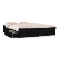 Rám postele se zásuvkami černý 140 × 200 cm, 3103517