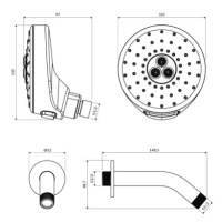 OMNIRES DOUGLAS hlavová sprcha včetně ramena, o13 cm chrom /CR/ DOUGLAS-WCR