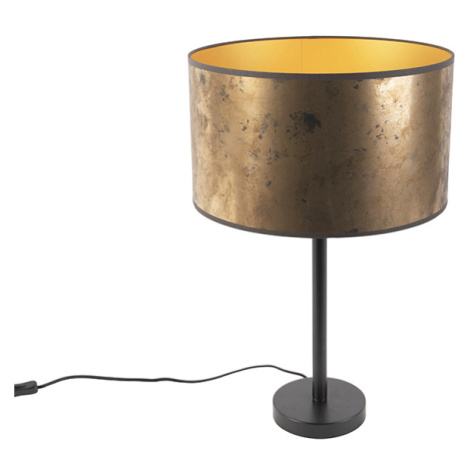 Stolní lampa ve stylu Art Deco černá s odstínem ze starého bronzu 35 cm - Simplo QAZQA