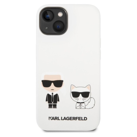 Karl Lagerfeld and Choupette Liquid Silicone kryt iPhone 14 Plus bílý