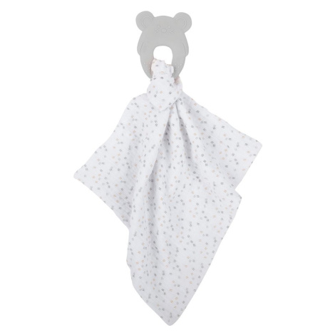 Nattou Kousátko silikonové bez BPA s bavlněnou dečkou 28 x 28 cm grey