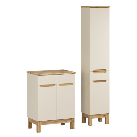 Comad Koupelnová sestava Bali Nature s deskou a skříňkami 60 cm kašmírová/dub wotan