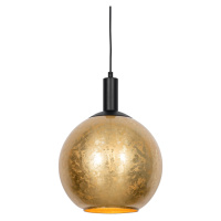 Designová závěsná lampa černá se zlatým sklem - Bert