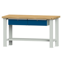 ANKE Pracovní stůl pro velká zatížení, šířka desky 1500 mm, se 2 zásuvkami, tloušťka desky 50 mm