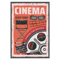 Ilustrace Cinema night movie, film reel, 3d glasses, seamartini, 26.7x40 cm