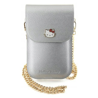 Kabelka Na Smartphone Telefon Hello Kitty Leather Metal Logo Chain Silver