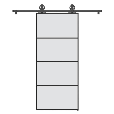 vidaXL Posuvné dveře s kováním 90x205 cm ESG sklo a hliník