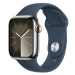 Apple Watch Series 9 41mm Cellular Stříbrný nerez s bouřkově modrým sportovním řemínkem - S/M