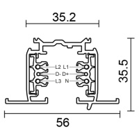 Light Impressions Deko-Light 3-fázový kolejnicový systém - D Line DALI vestavná lišta s křídly 3