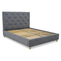 Šedá čalouněná dvoulůžková postel s úložným prostorem a roštem 140x190 cm Bee – Scandic
