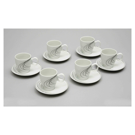 Šálky na kávu z karlovarského porcelánu Thun, dekor čáry, 6ks