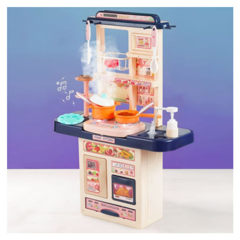 Kompaktní dětská kuchyňka s LED + 10 doplňků - modrá