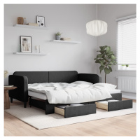 vidaXL Válenda s přistýlkou a zásuvkami černá 90 x 190 cm textil