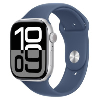 Apple Watch Series 10 46mm Stříbrný hliník s denimovým sportovním řemínkem S/M