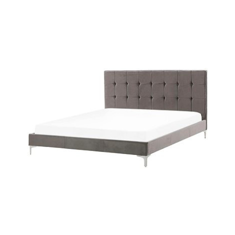 BELIANI postel AMBERT 160 × 200 cm, sametová, šedá