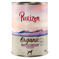 Purizon Organic výhodné balení 24 x 400 g - kachna a kuřecí s cuketou
