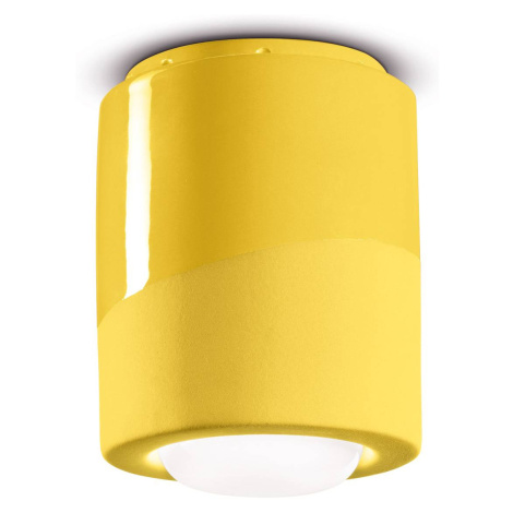 Ferroluce Stropní svítidlo PI, válcové, Ø 12,5 cm žluté Ferro Luce