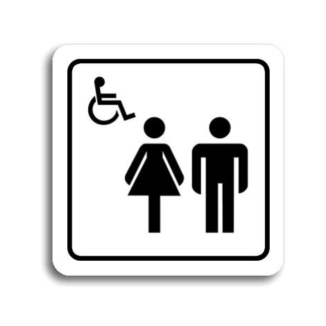 Accept Piktogram "WC ženy, muži, invalidé II" (80 × 80 mm) (bílá tabulka - černý tisk)